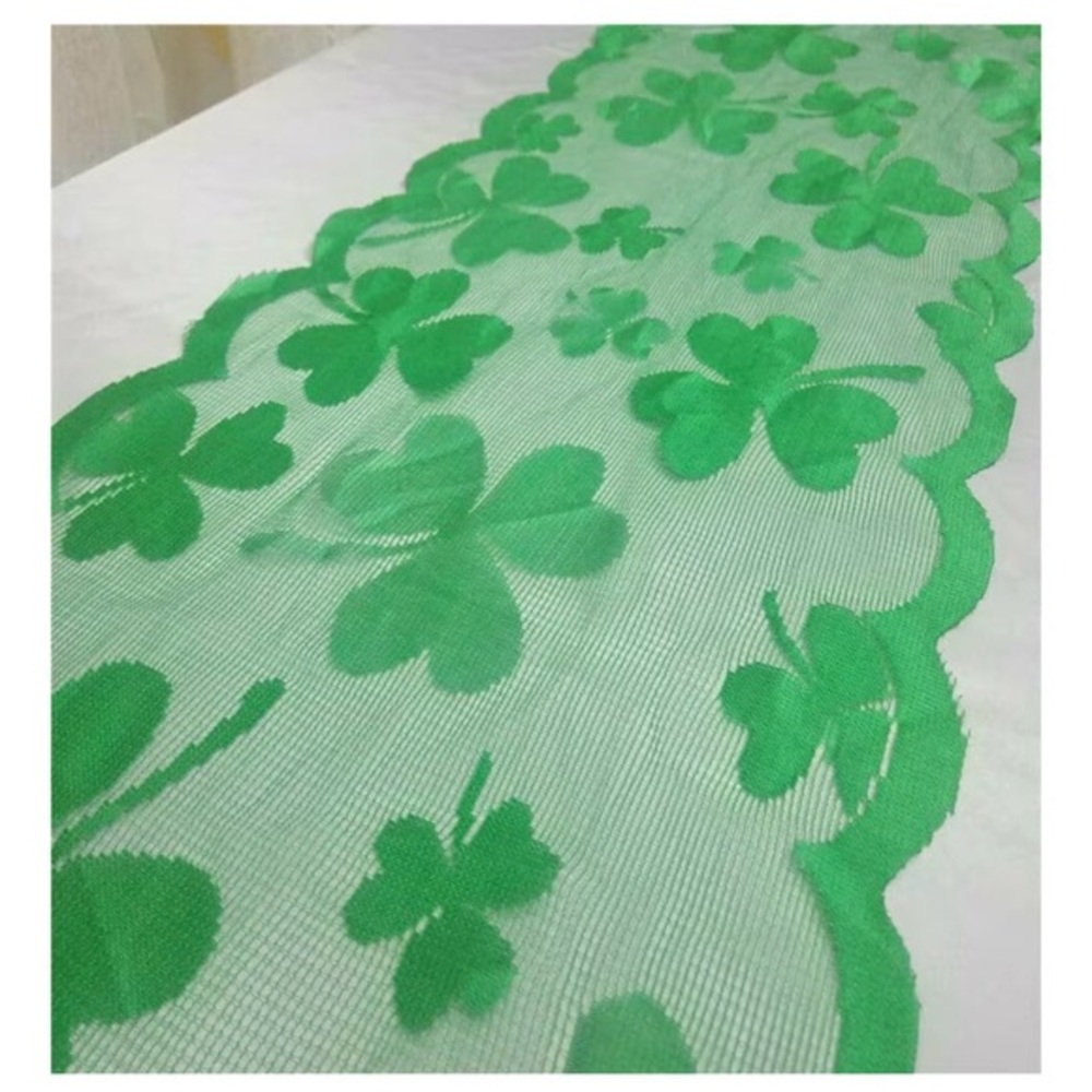 Green Clover Lace Table Runner st Patrick’s Day